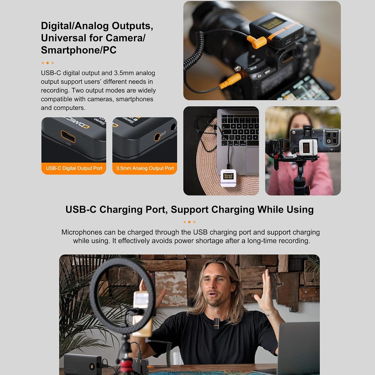 Comica Vimo Q - 4-Channel Mini Wireless Lavalier Microphone System with 4 Transmitters, 1 Receiver &amp; Charging Case for iPhone, Android, Cameras, Interviews, Vlogging &amp; YouTube