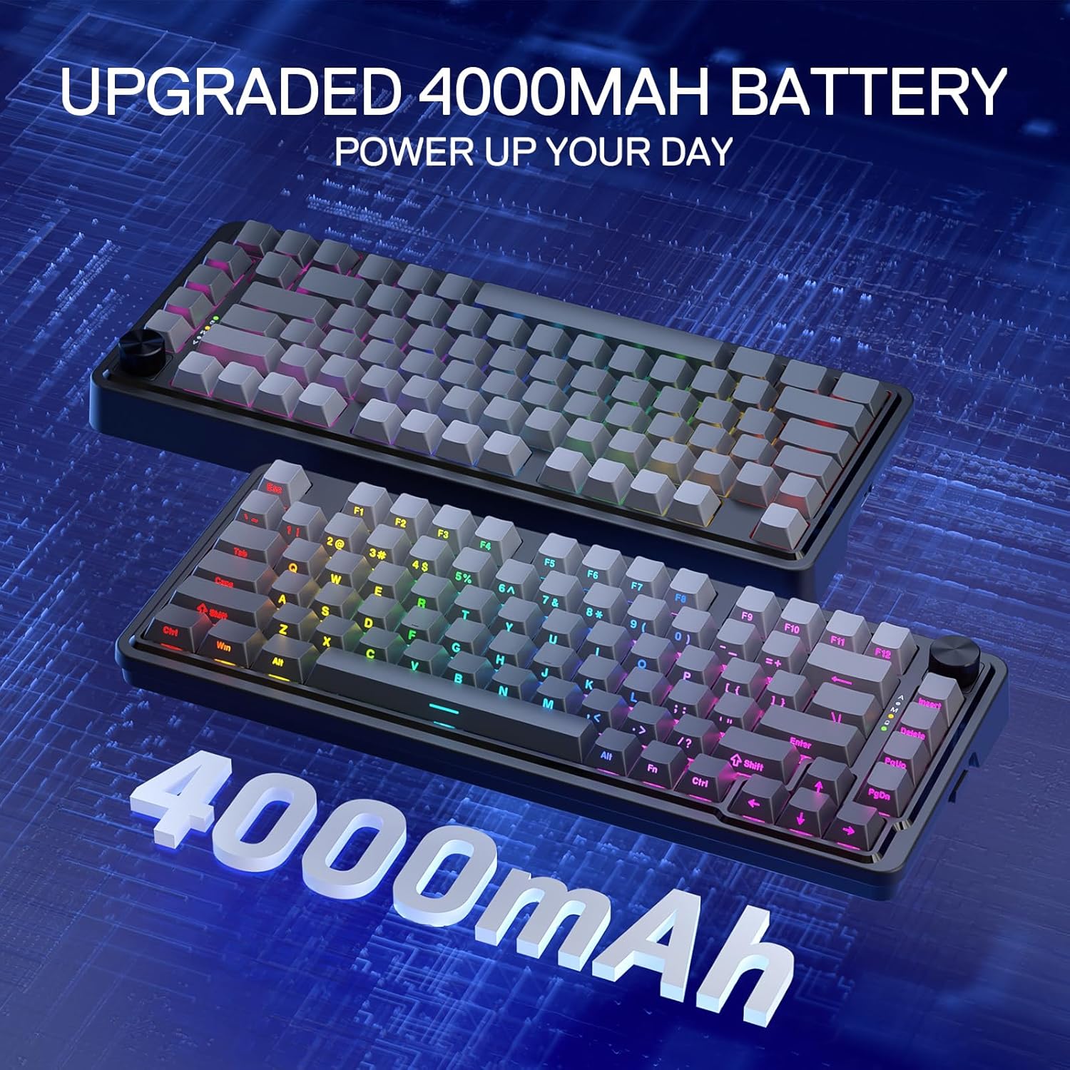 Redragon Ucal Pro K673 - 75% Wired+2.4Ghz+BT Mechanical Keyboard (Concrete Jungle)