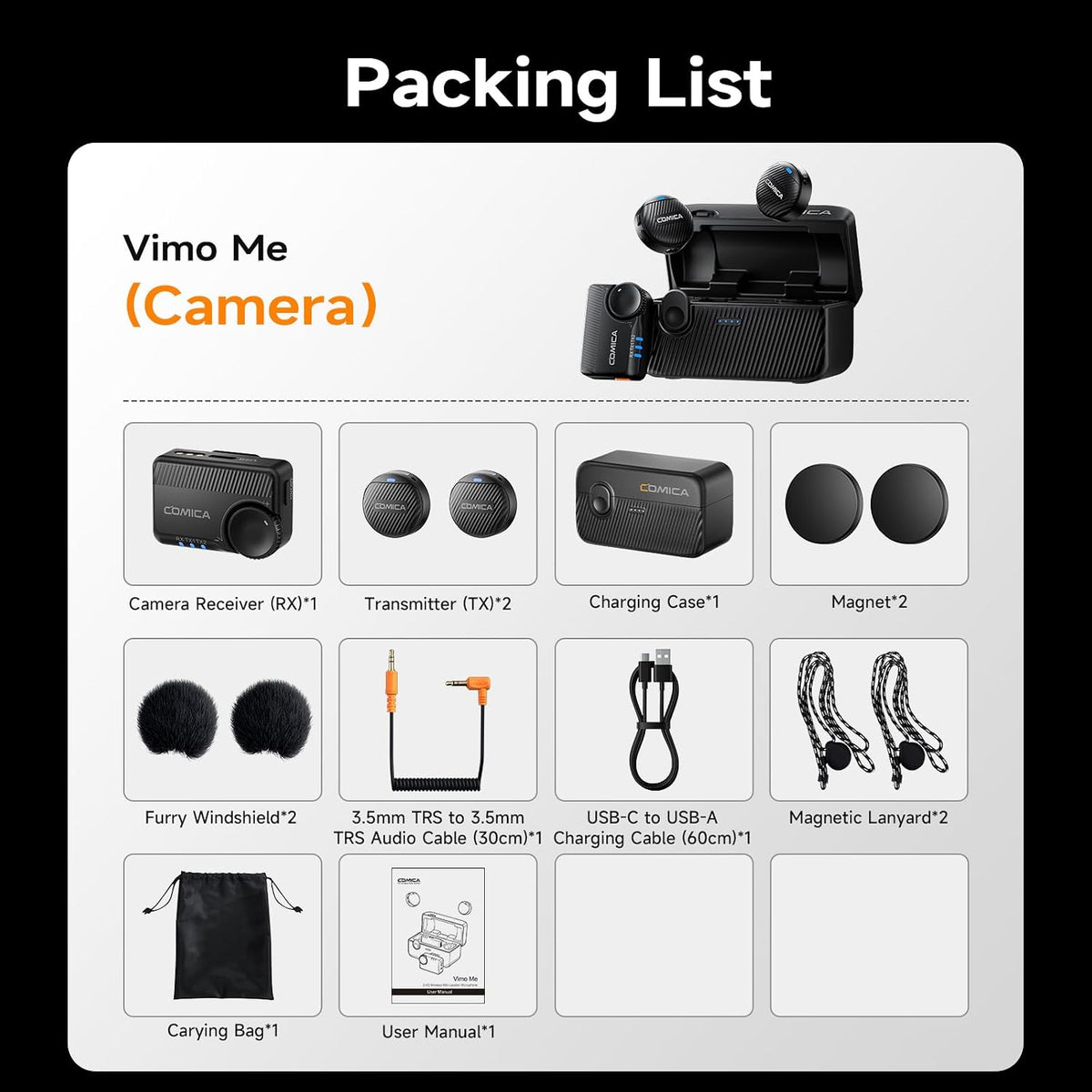 Comica Vimo Me Camera - Mini Wireless Magnetic Lavalier Microphone with AI Noise Cancellation