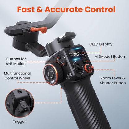 Hohem MT2 Kit - 4-in-1 Gimbal for Camera, Pocket Camera, Action Camera and Smart Phone with AI Tracker and RGB Fill Light