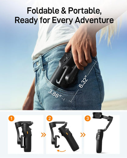 Hohem iSteady X3 SE - 3 Axis Foldable  Mobile Gimbal with Detachable Remote (Black)