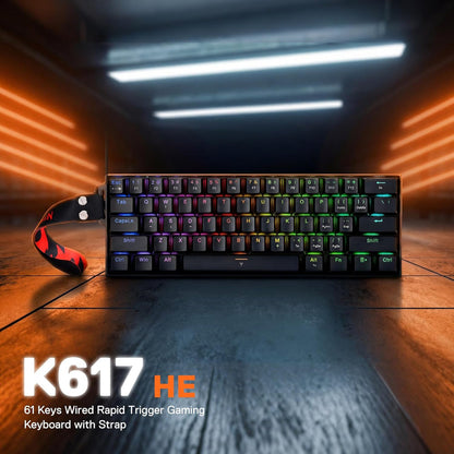 Redragon Fizz K617 - 60% Wired Mechanical Keyboard with Strap Black (Magnetic Switch)