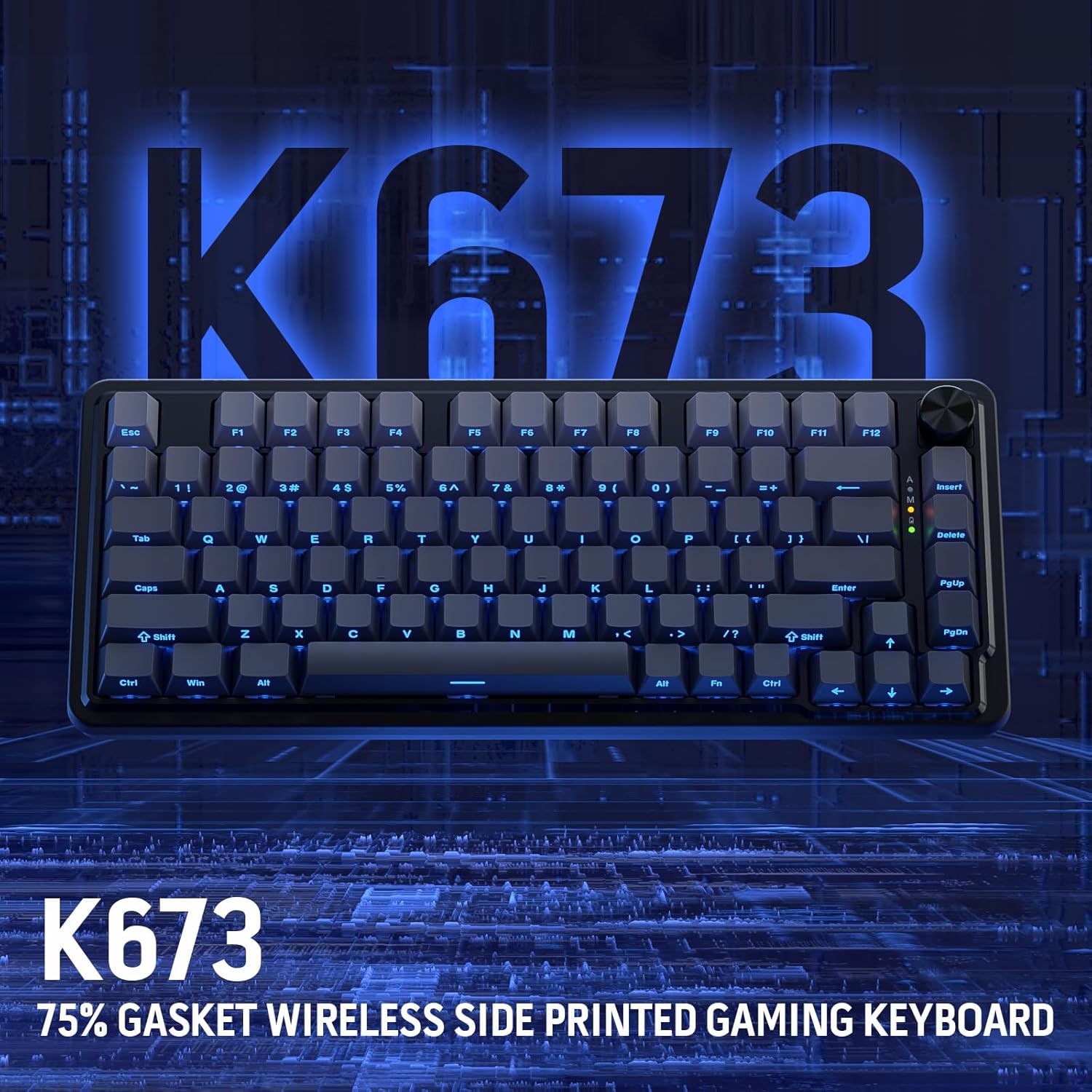 Redragon Ucal Pro K673 - 75% Wired+2.4Ghz+BT Mechanical Keyboard (Concrete Jungle)