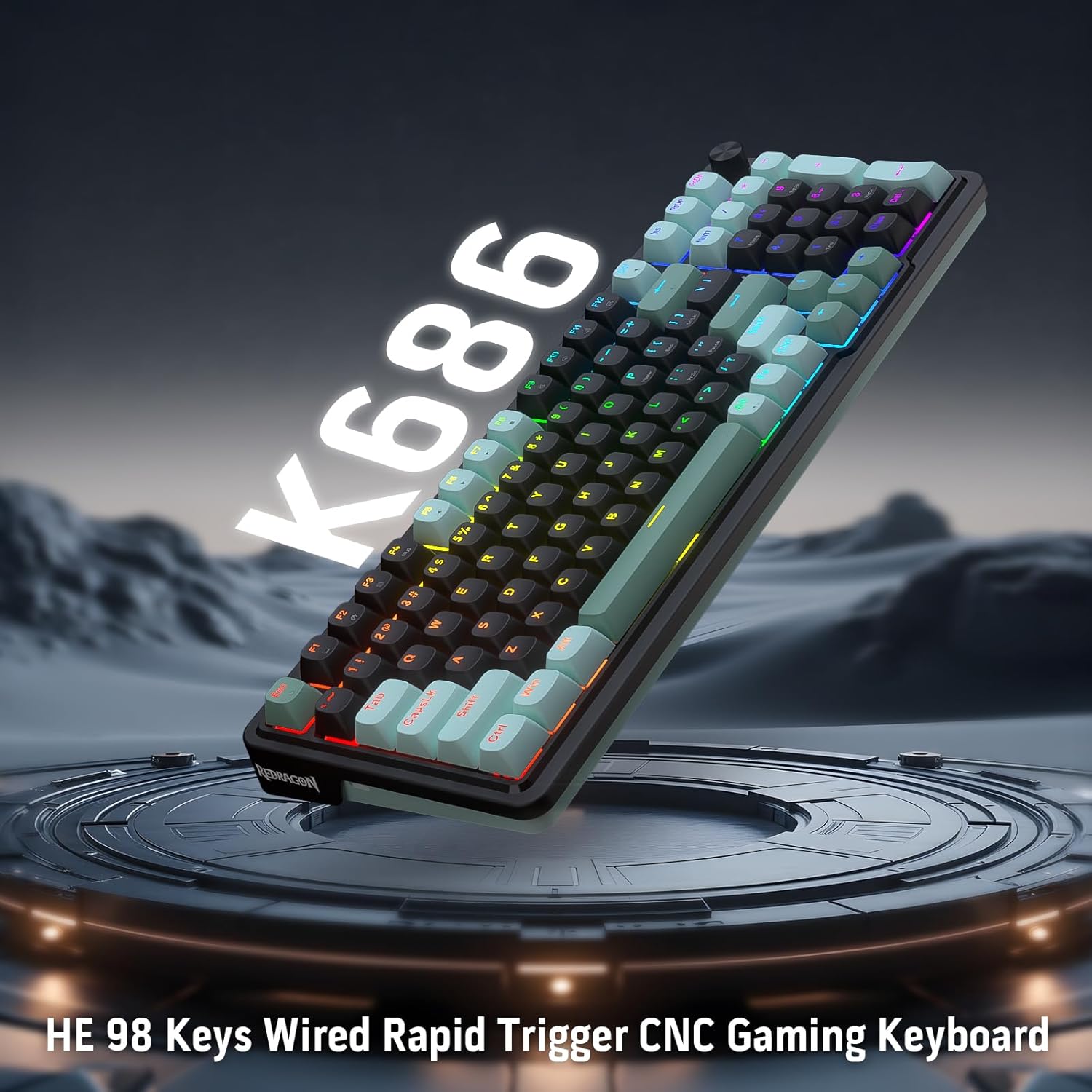 Redragon Eisa K686 - 96% Wired RGB Mechanical Keyboard Green and Black (Magnetic Switch)