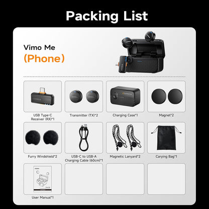 Comica Vimo Me Mobile - Mini Wireless Magnetic Lavalier Microphone with AI Noise Cancellation