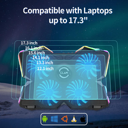 CLAW Arctic K25 PRO - 4 Motors RGB Laptop Cooling Pad with Adjustable Height (Use Code ORIGIN10 to Get 10% DIscount)