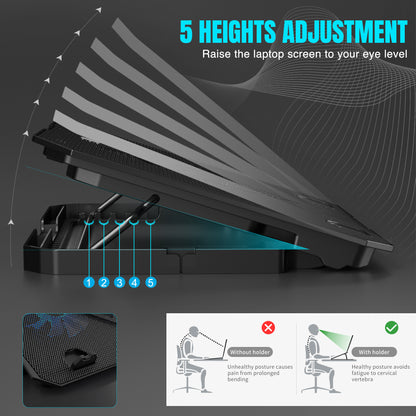 Claw Air Pro C39 - 2 Motor Laptop Cooling Pad with 2 USB Port, Adjustable Height and Mobile Stand (Black and Blue)