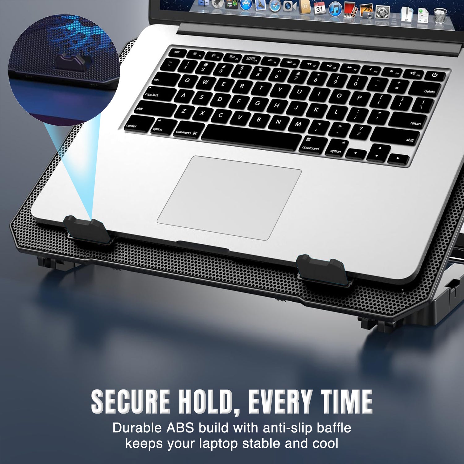Claw Air Pro C39 - 2 Motor Laptop Cooling Pad with 2 USB Port, Adjustable Height and Mobile Stand (Black and Blue)