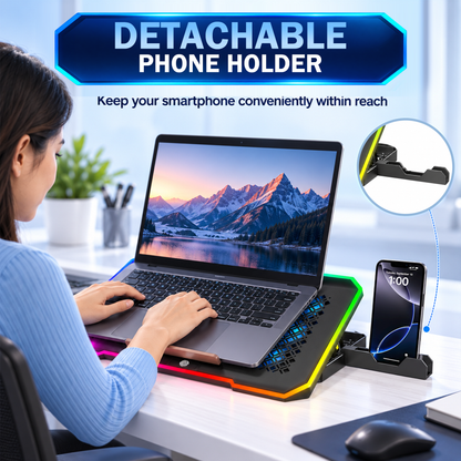 Claw Avalanche Pro F12 - 12 Fans RGB Laptop Cooling Pad with 2 USB Port, Adjustable Height and Mobile Stand