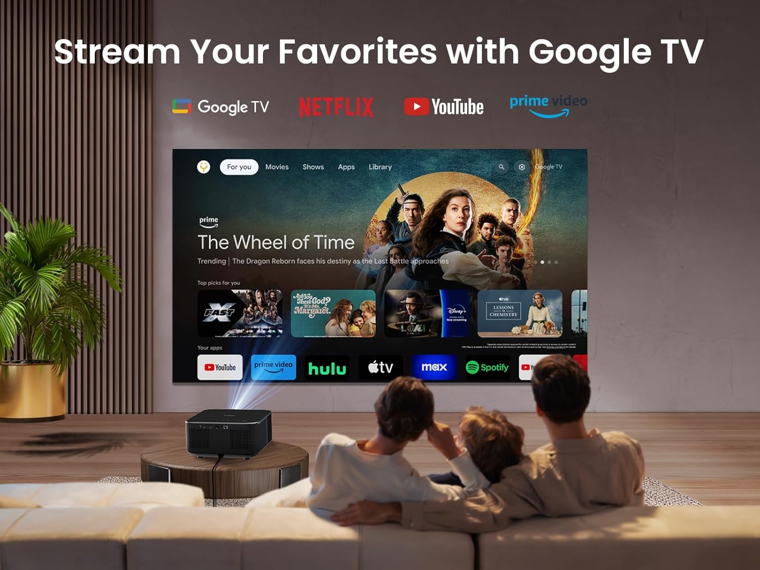 Yaber K3 - Smart Outdoor/Indoor Projector with Google TV, 30W JBL Speaker, Dolby Audio, WiFi 6 and BT