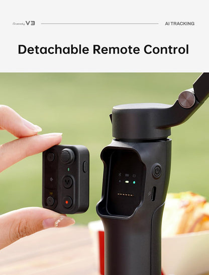 (Refurbished) Hohem V3 - Handheld Gimbal with AI tracker, Detachable Remote and Built-In Tripod Extension (Black)