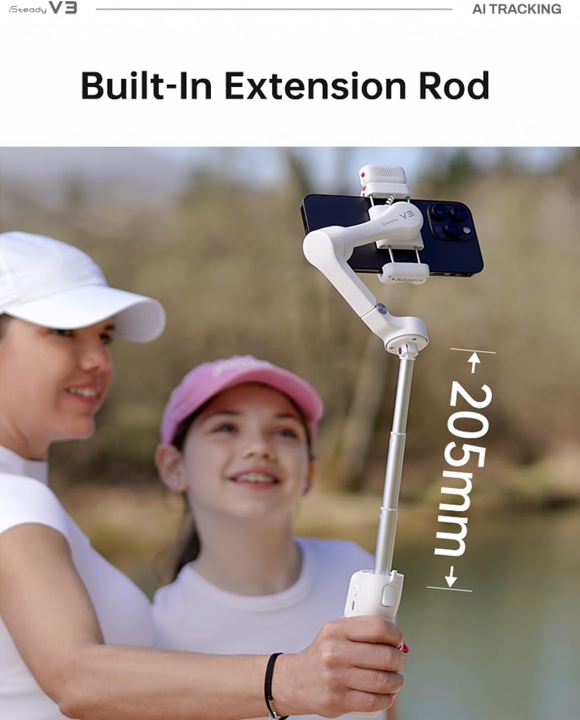 (Refurbished) Hohem V3 - Handheld Gimbal with AI tracker, Detachable Remote and Built-In Tripod Extension (Black)