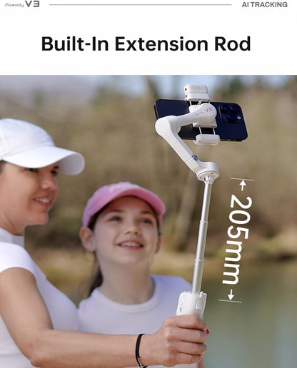 (Refurbished) Hohem V3 - Handheld Gimbal with AI tracker, Detachable Remote and Built-In Tripod Extension (Black)