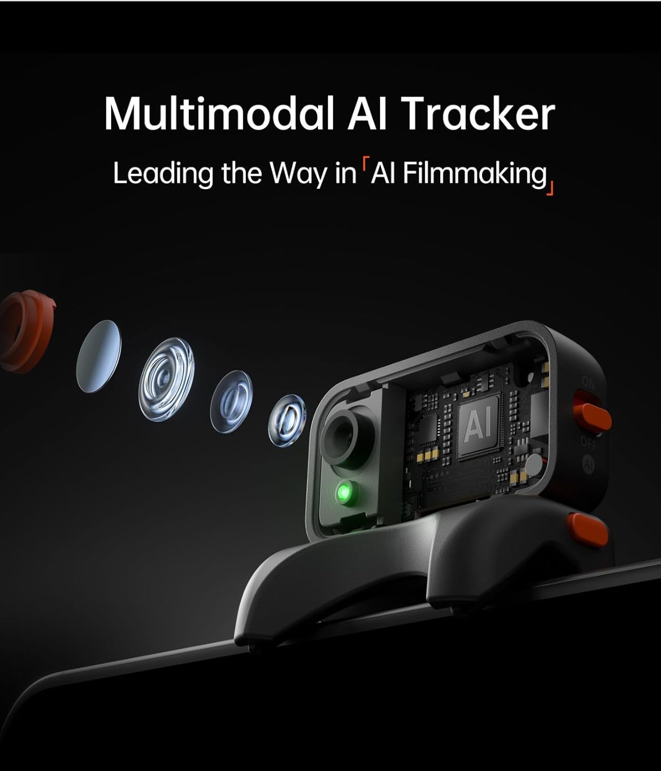 Hohem V3 Ultra - Smart Phone Gimbal with AI Tracking, Fill Light, Detachable Remote and Built-in Extendable Rod &amp; Tripod (Black)
