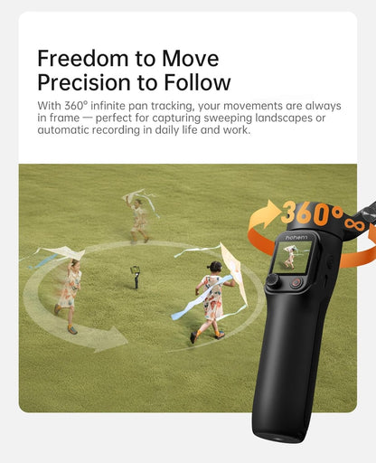 Hohem V3 Ultra - Smart Phone Gimbal with AI Tracking, Fill Light, Detachable Remote and Built-in Extendable Rod &amp; Tripod (White)