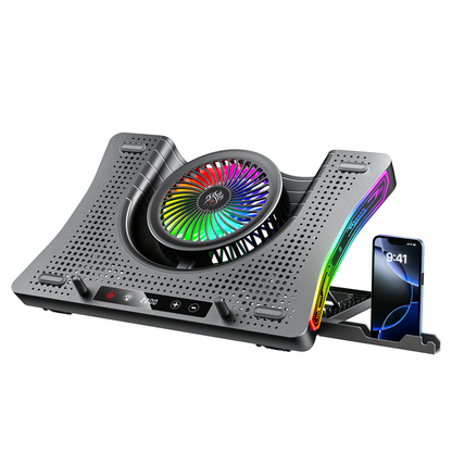 Claw Vortex K8 - 3 Fans RGB Laptop Cooling Pad with Height Adjustment, USB 2.0 + Type-C , Speed Display, Touch Control and Mobile Stand