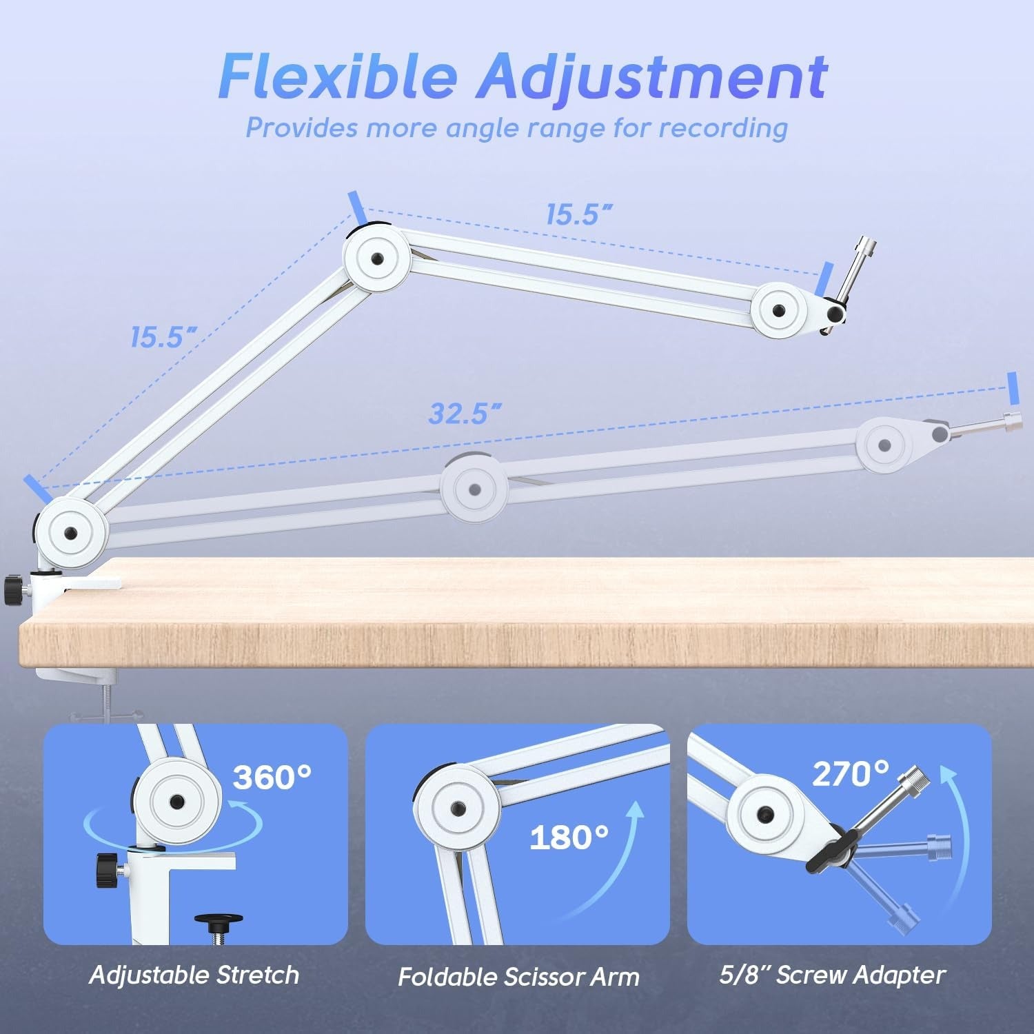 (Refurbished) Fifine BM63 - Microphone Arm Stand (White)