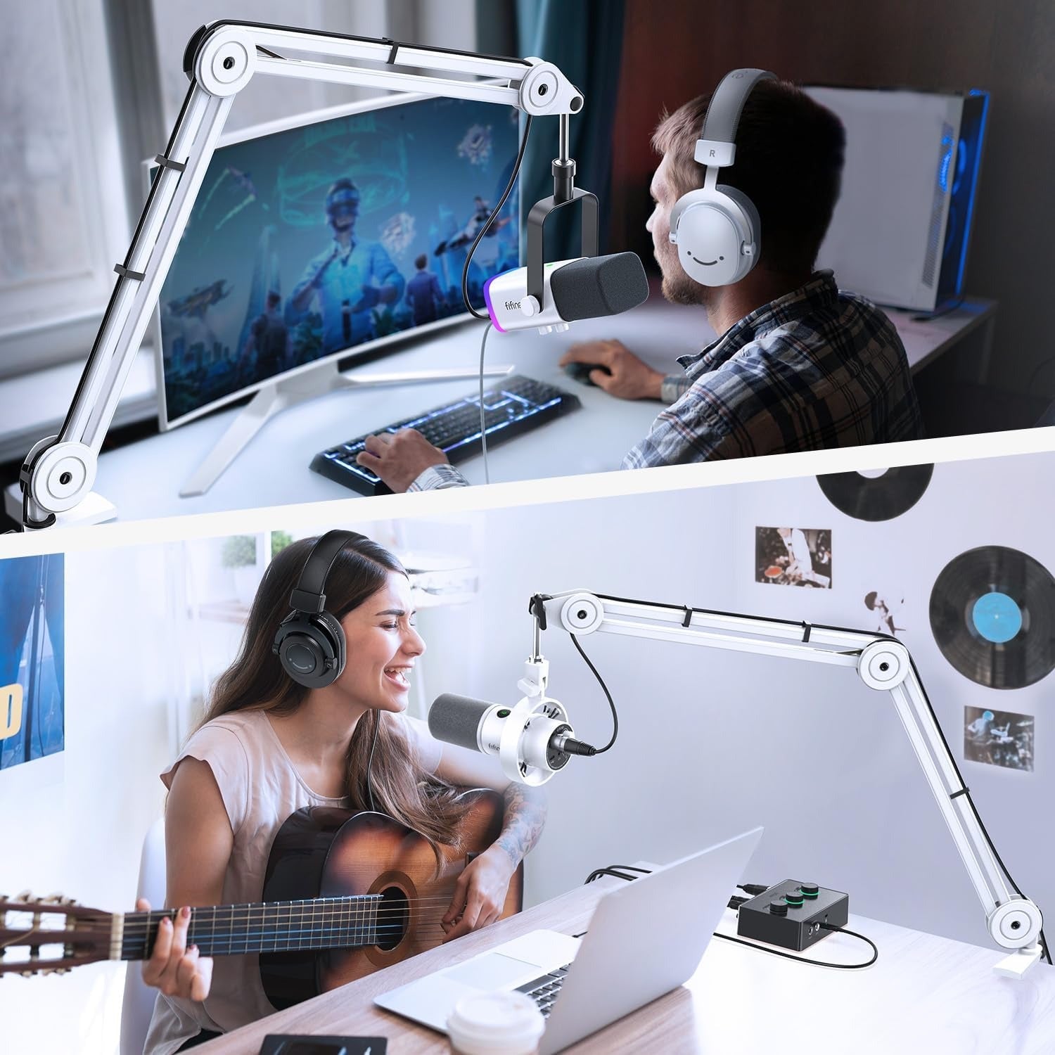 (Refurbished) Fifine BM63 - Microphone Arm Stand (White)