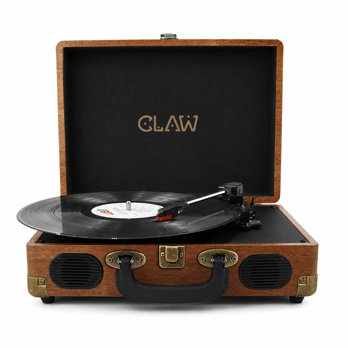 CLAW Stag Portable Pro - Bluetooth Turntable with Built-In Stereo Speaker (Red Wood)