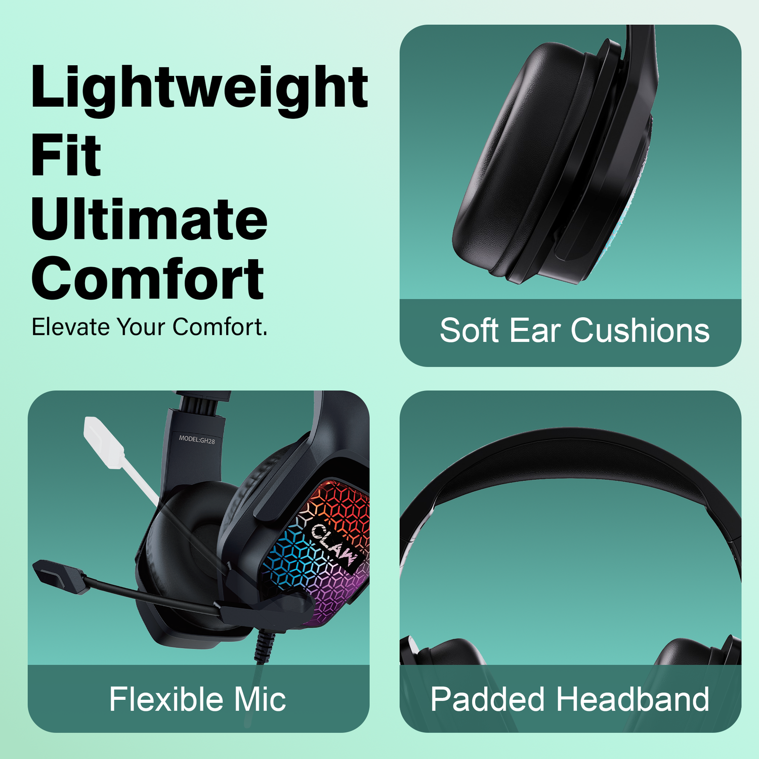 CLAW GH28 - RGB Gaming Headset with Microphone
