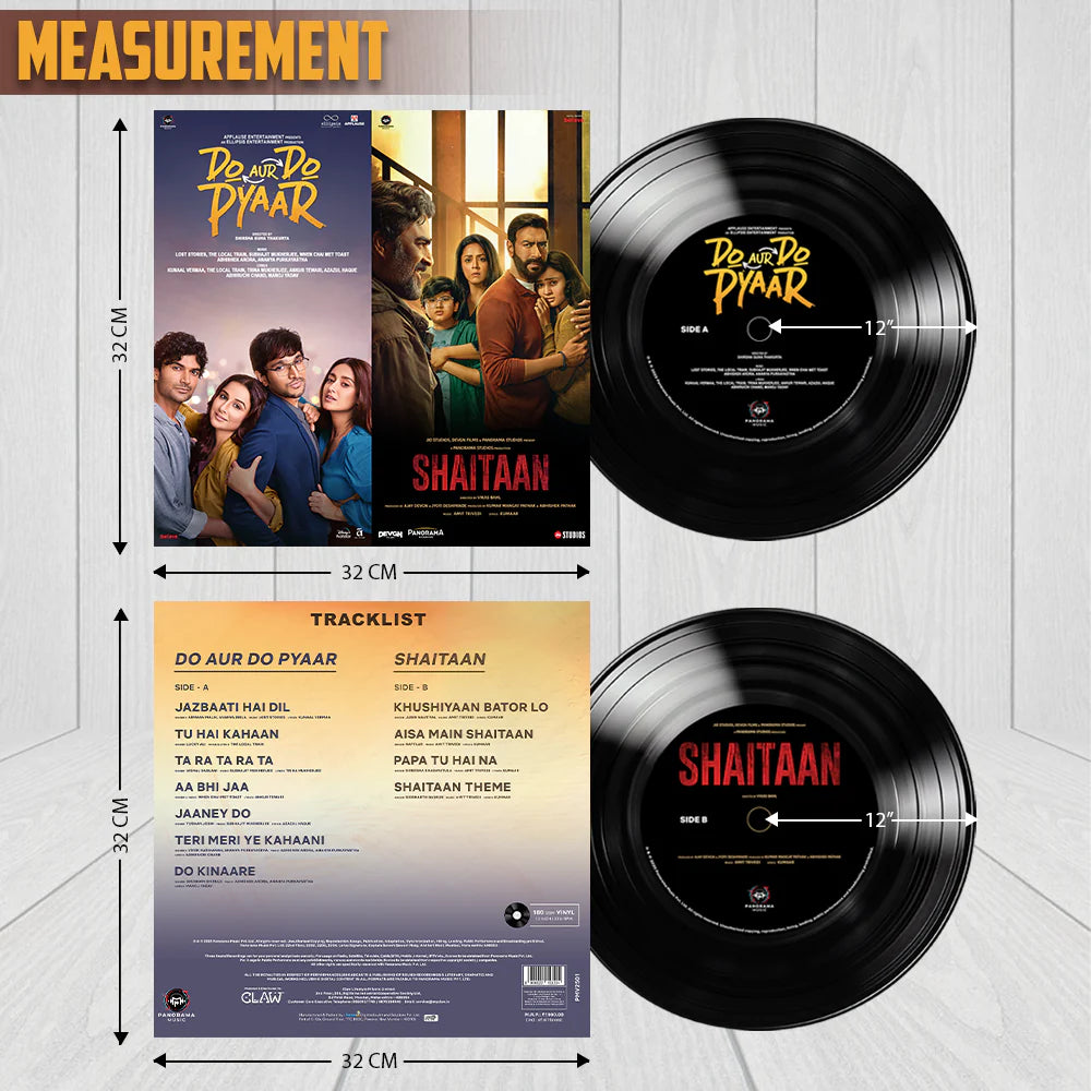CLAW Stag Retro Bluetooth Turntable (GREY) + Do Aur Do Pyaar &amp; Shaitaan Vinyl Disc (COMBO)