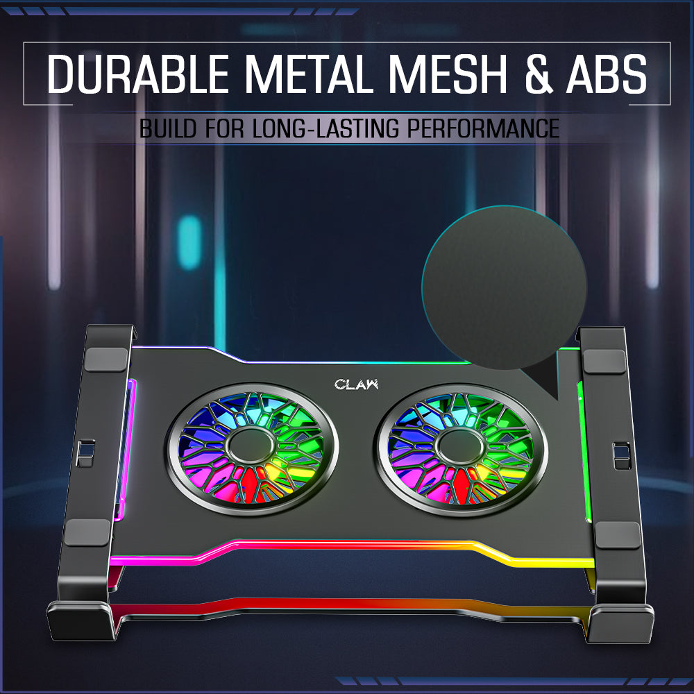 Claw Hyperlift X2 - 2 Motor RGB  Laptop Cooling Pad with 1 USB and 1 Type-C Port with Adjustable Height