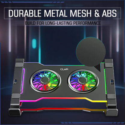 Claw Hyperlift X2 - 2 Motor RGB  Laptop Cooling Pad with 1 USB and 1 Type-C Port with Adjustable Height