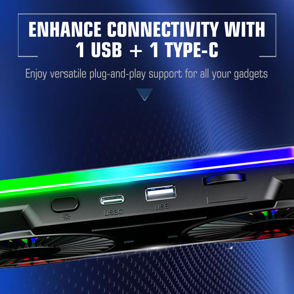 Claw Hyperlift X2 - 2 Motor RGB  Laptop Cooling Pad with 1 USB and 1 Type-C Port with Adjustable Height