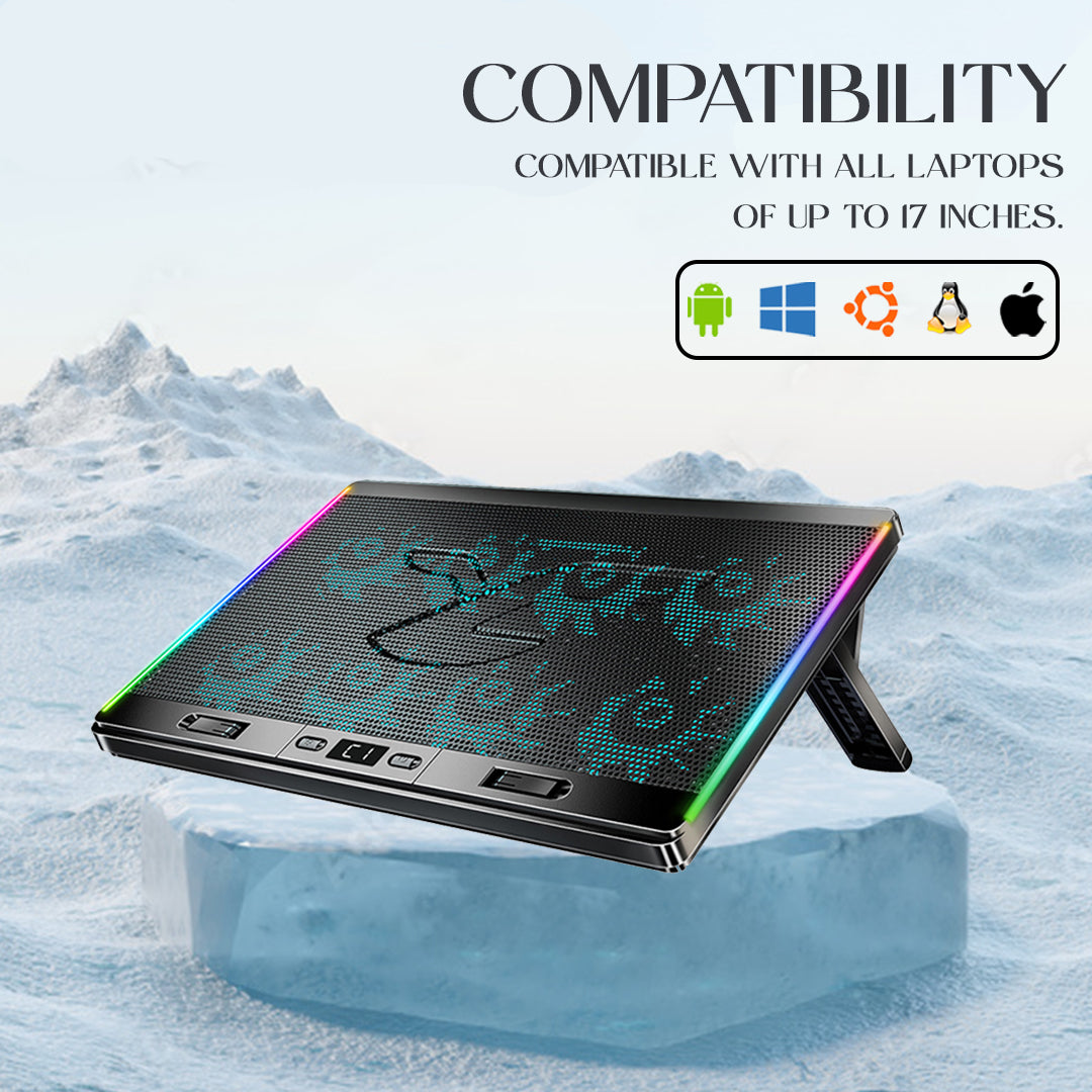 Refurbished CLAW Iceberg F4 - 8 Motor Laptop Cooling Pad with Adjustable Height and LCD Display
