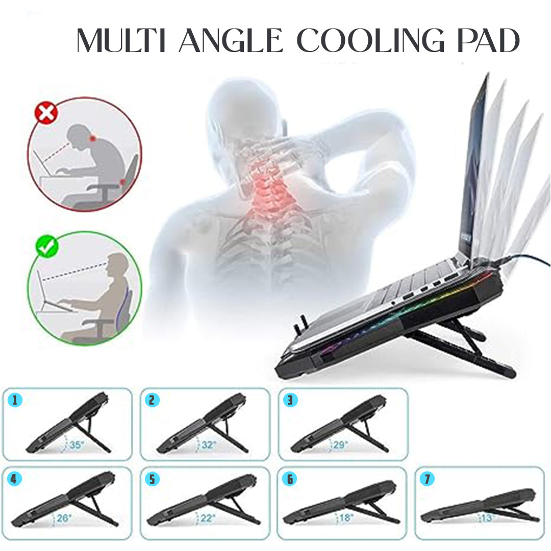 Refurbished CLAW Iceberg F4 - 8 Motor Laptop Cooling Pad with Adjustable Height and LCD Display