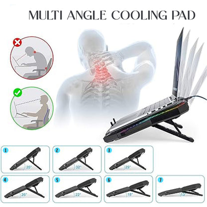 Refurbished CLAW Iceberg F4 - 8 Motor Laptop Cooling Pad with Adjustable Height and LCD Display