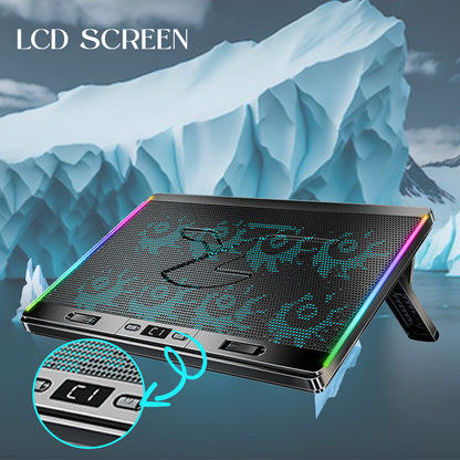 Refurbished CLAW Iceberg F4 - 8 Motor Laptop Cooling Pad with Adjustable Height and LCD Display