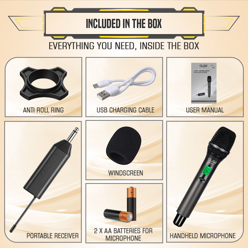 Claw CWSR50H - UHF Wireless Dynamic Microphone with Plug and Play Receiver