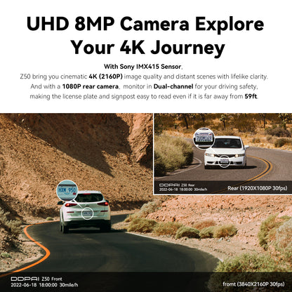 (Refurbished) DDPAI Z50 Dual - 4K Front and Rear Dash Camera