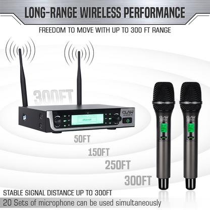 Claw CWBR100HH - Dual Channel UHF Microphone with Dual Handheld Mic