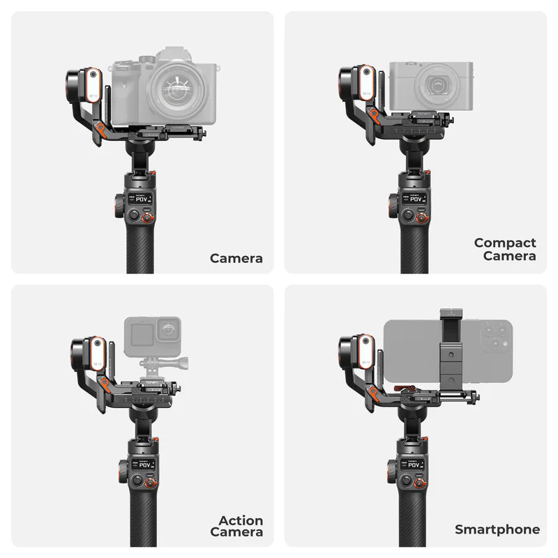 Hohem MT2 Kit - 4-in-1 Gimbal for Camera, Pocket Camera, Action Camera and Smart Phone with AI Tracker and RGB Fill Light