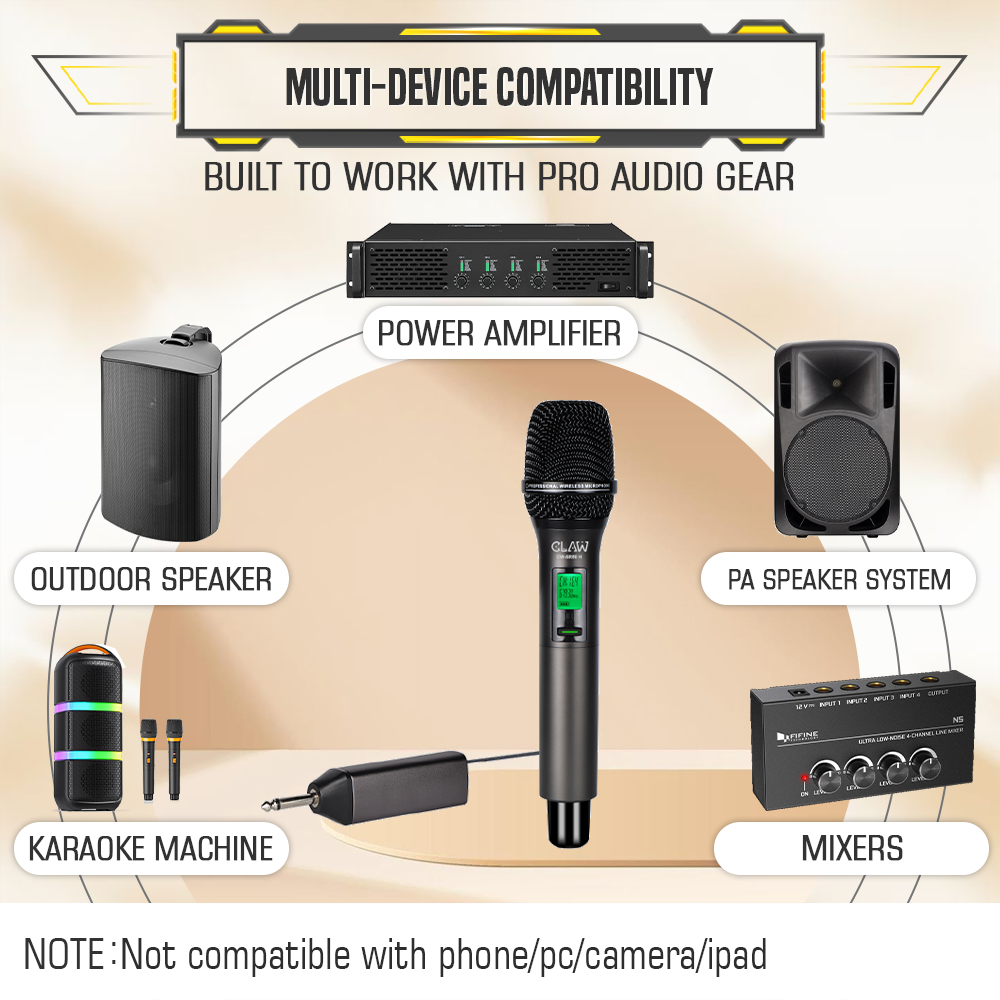 Claw CWSR50H - UHF Wireless Dynamic Microphone with Plug and Play Receiver