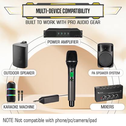 Claw CWSR50H - UHF Wireless Dynamic Microphone with Plug and Play Receiver