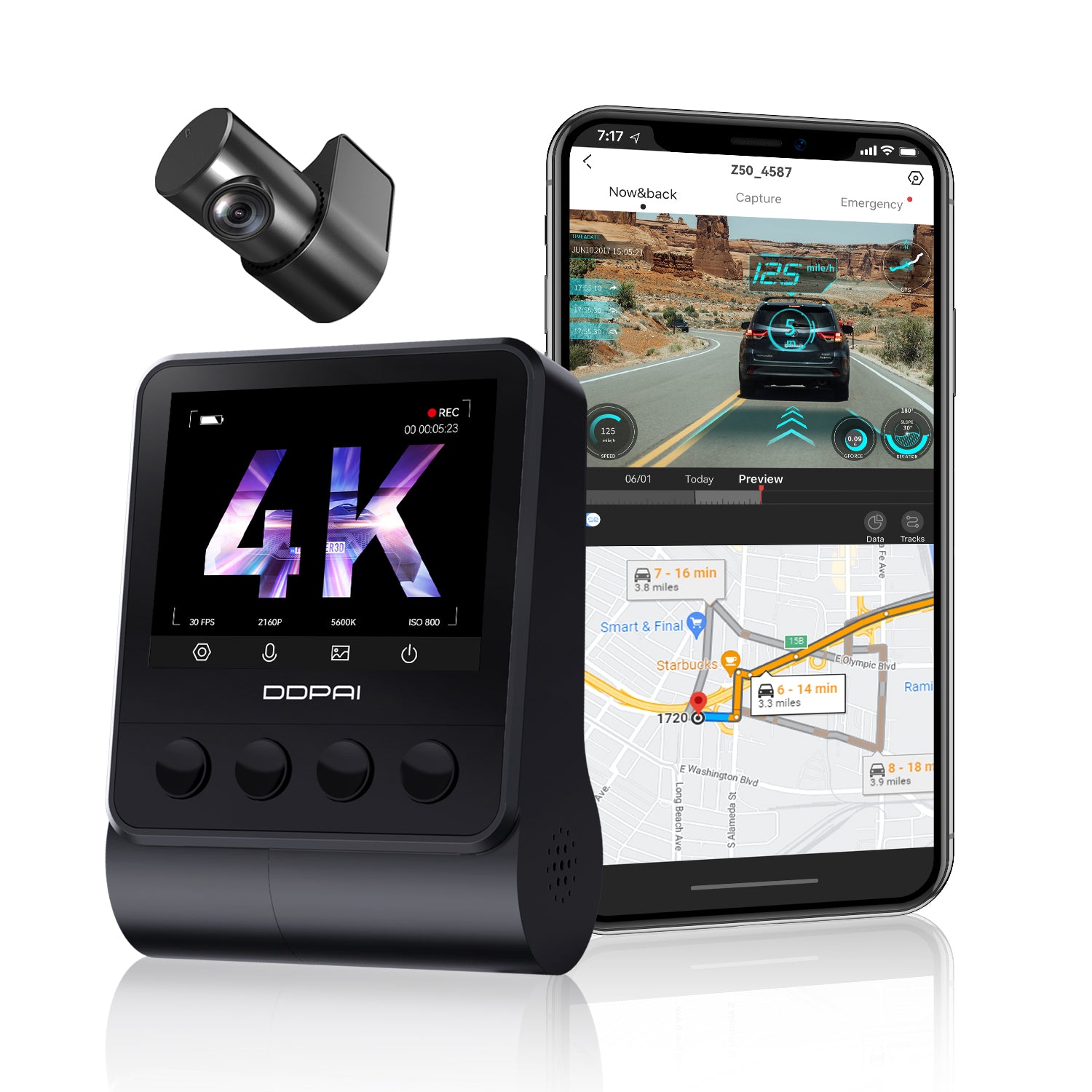 (Refurbished) DDPAI Z50 Dual - 4K Front and Rear Dash Camera