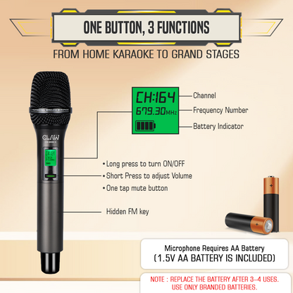 Claw CWSR50H - UHF Wireless Dynamic Microphone with Plug and Play Receiver