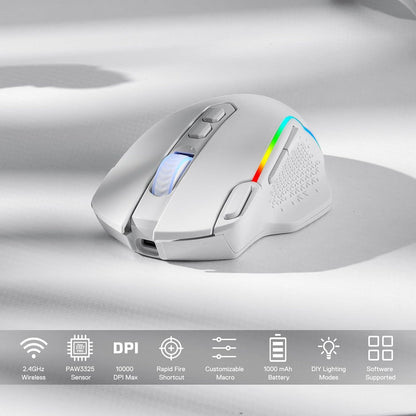 Redragon Taipan Pro M810 PRO RGB Wired And Wireless Mouse (White)