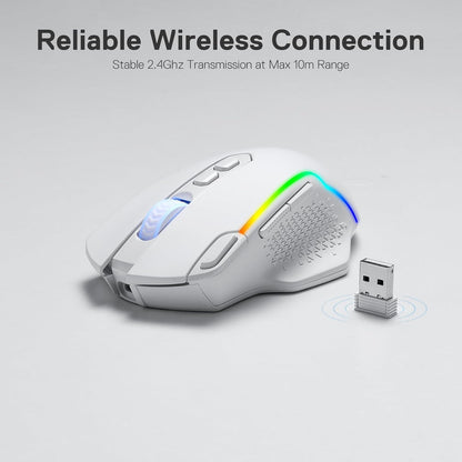 Redragon Taipan Pro M810 PRO RGB Wired And Wireless Mouse (White)