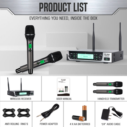 Claw CWBR100HH - Dual Channel UHF Microphone with Dual Handheld Mic