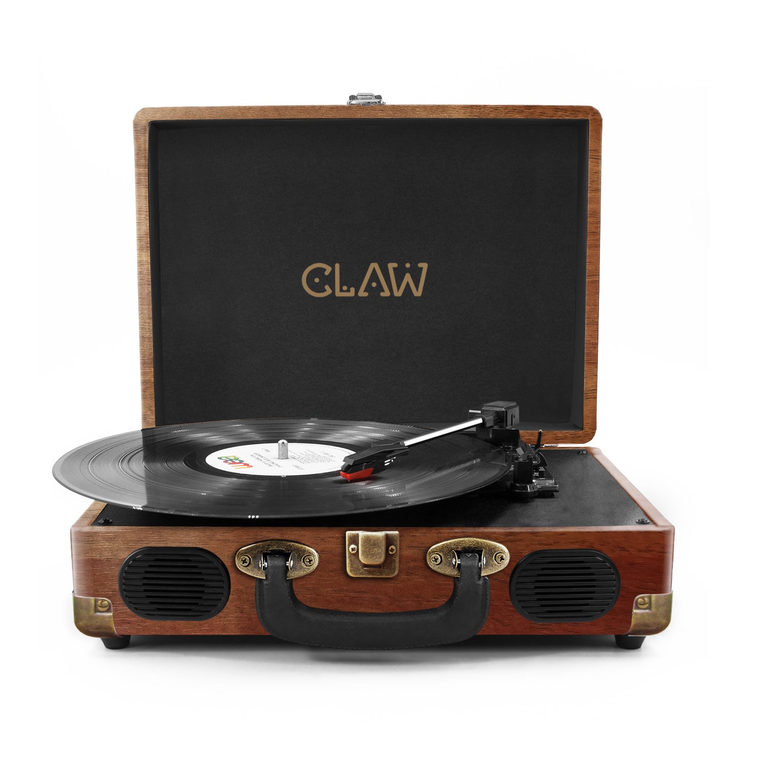 Refurbished CLAW Stag Portable - Turntable with built-in stereo speaker (Red Wood)