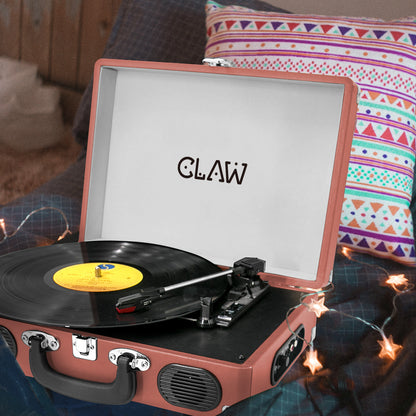 Refurbished CLAW Stag Portable - Turntable with built-in stereo speaker (Pink)