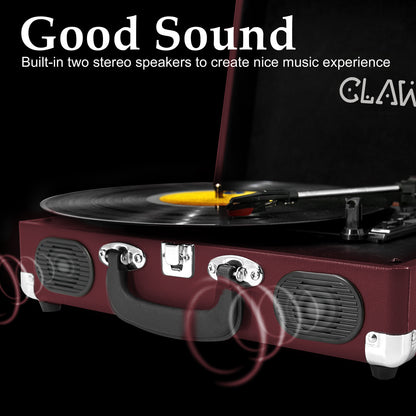 Refurbished CLAW Stag Portable - Turntable with built-in stereo speaker (Wine Red)