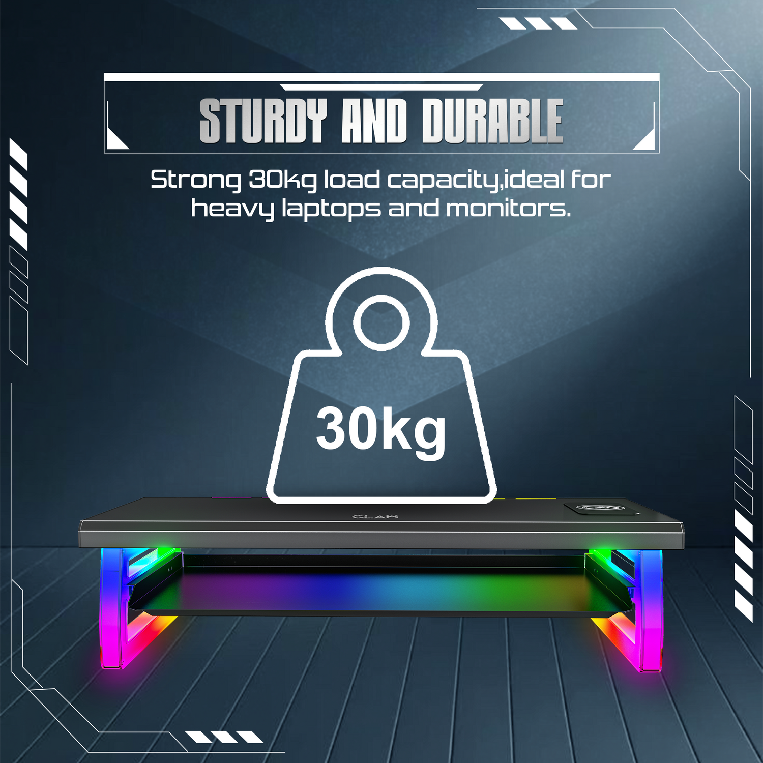 Claw Dock Pro T9 - Monitor/Laptop Stand with 15W Wireless Charging, USB-C PD Input, Fast Charge USB-C &amp; USB-A, Dual USB 3.0 Ports, Headphone/Mic Ports