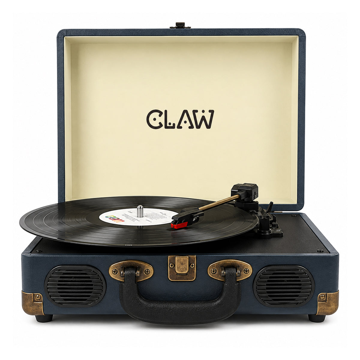 CLAW Stag Portable Pro - Bluetooth Turntable with Built-In Stereo Speaker (Dark Blue)