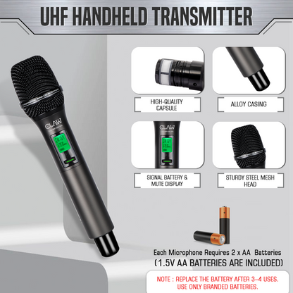 Claw CWBR100HH - Dual Channel UHF Microphone with Dual Handheld Mic