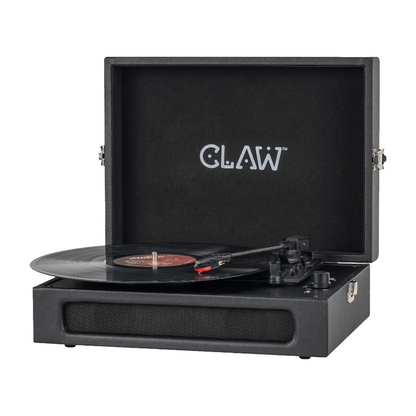 Claw Stag Retro - Bluetooth Turntable with Built-In Stereo Speaker, USB Recording and Play Buttons (Black)